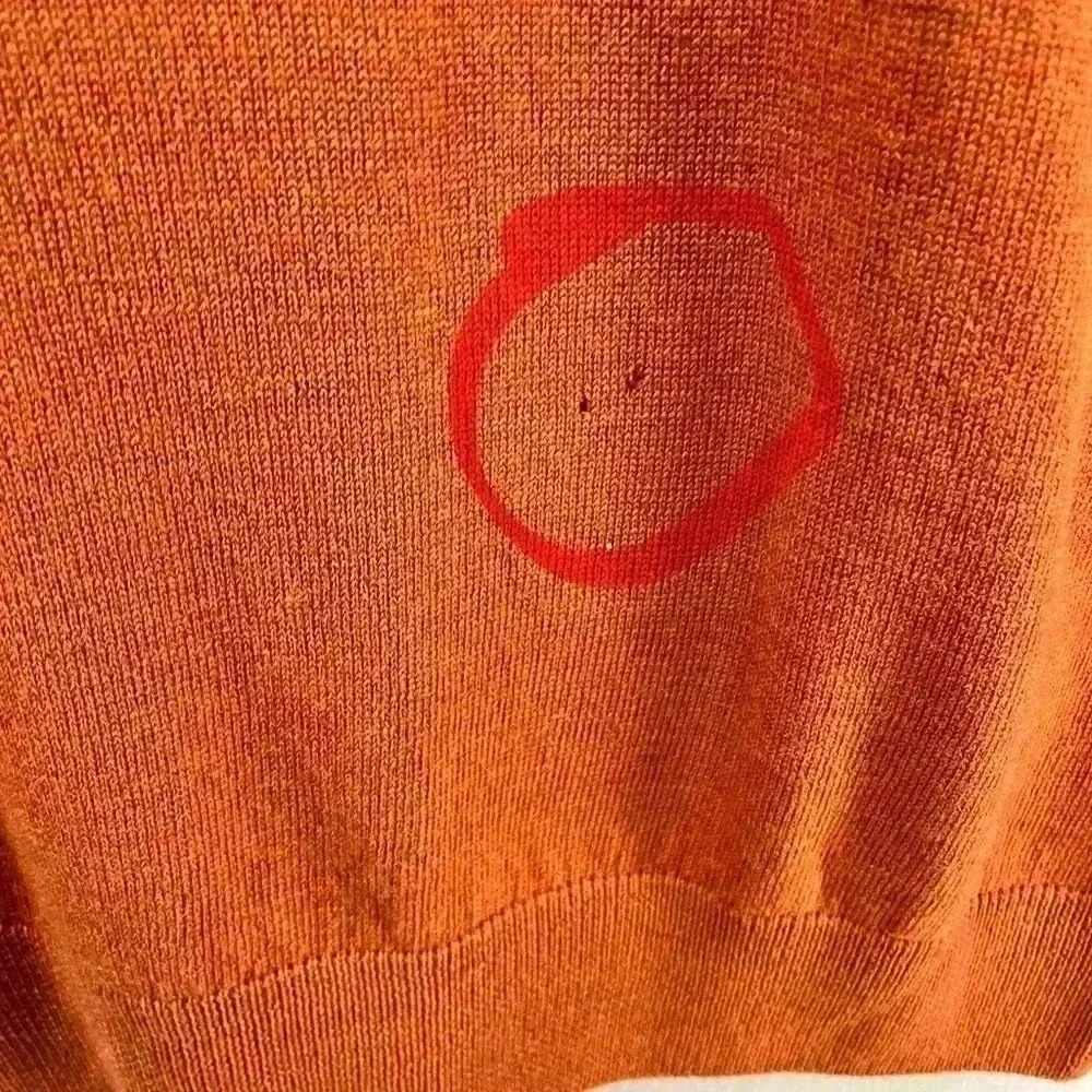 Alan Flusser 100% Merino Wool Sweater, v neck, pullover, in Autumn orange - Picture 5 of 5